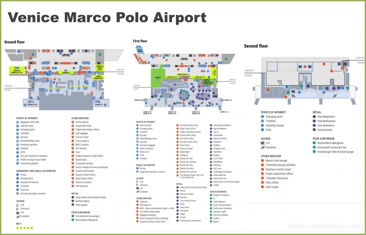 mapa de aeropuerto de Venecia terminal