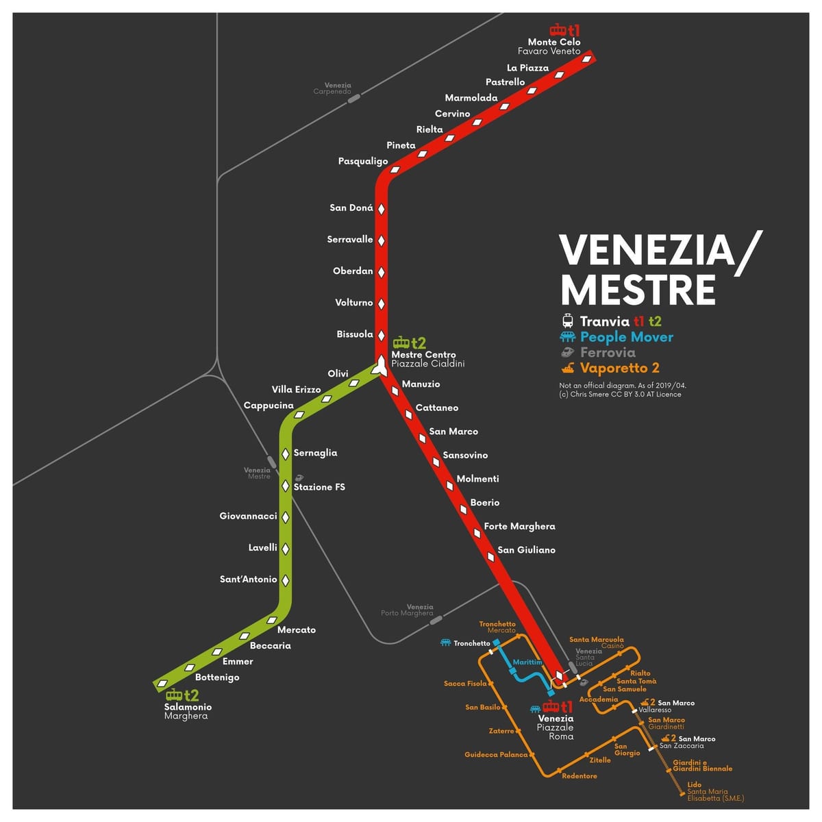 La estación de tren de Venezia mapa