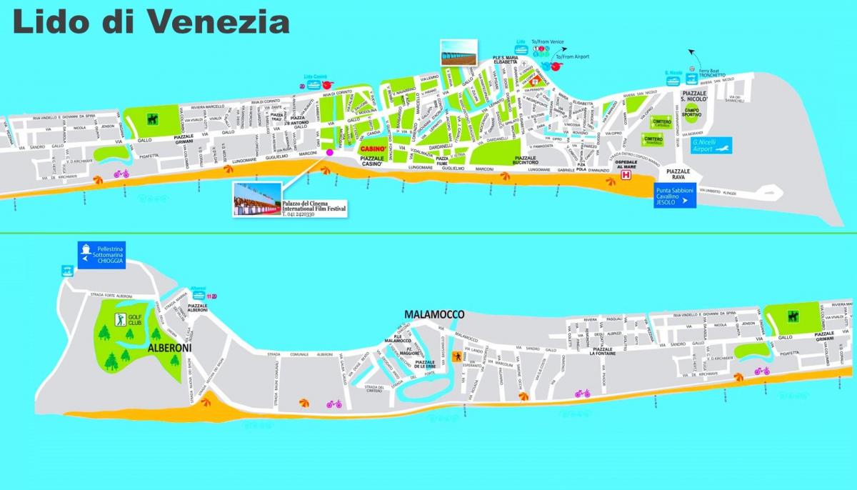 mapa de lido de Venecia, italia