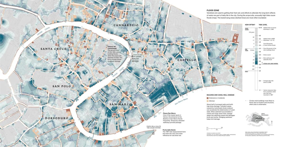mapa de Venecia de inundación