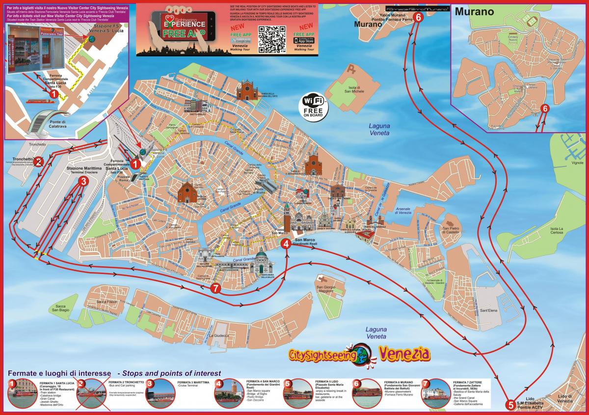 Visita de la ciudad plano de Venecia - Venecia, italia mapa turístico