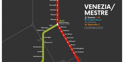 Mapa de Venecia, tranvía